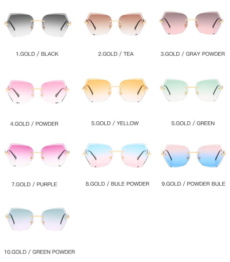 2021 cross border new rimless sunglasses, European and American trends, diamond rimmed glasses, fashion and exquisite trimming Sunglasses