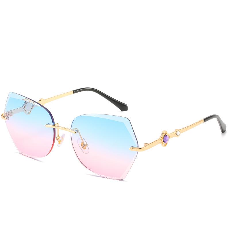 2021 cross border new rimless sunglasses, European and American trends, diamond rimmed glasses, fashion and exquisite trimming Sunglasses