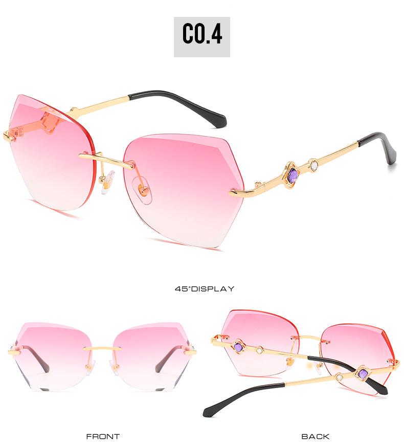 2021 cross border new rimless sunglasses, European and American trends, diamond rimmed glasses, fashion and exquisite trimming Sunglasses