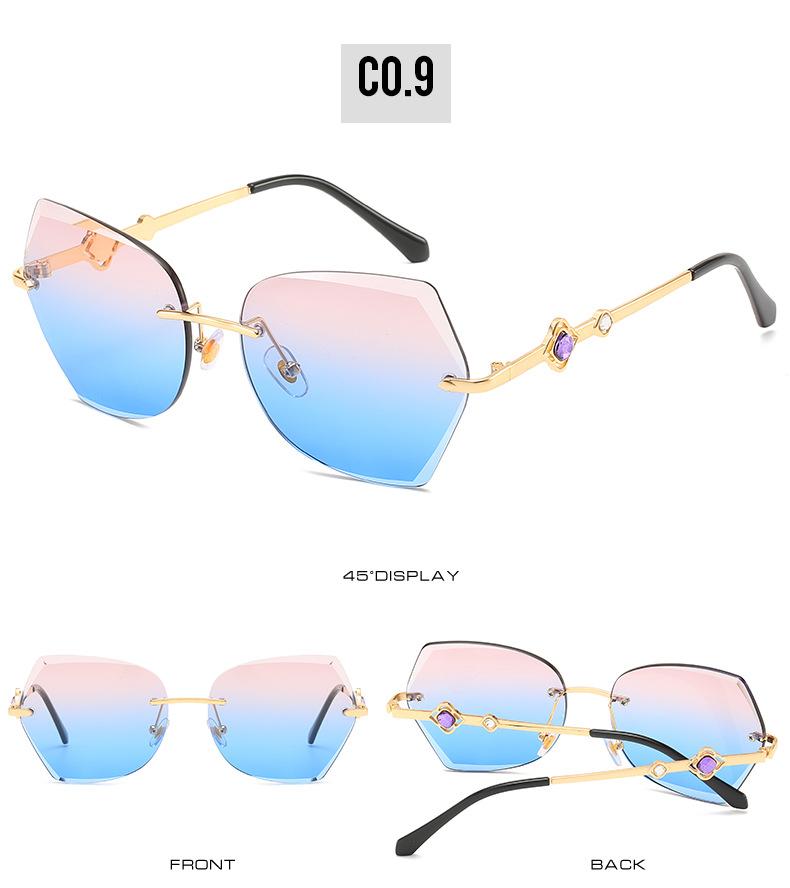 2021 cross border new rimless sunglasses, European and American trends, diamond rimmed glasses, fashion and exquisite trimming Sunglasses