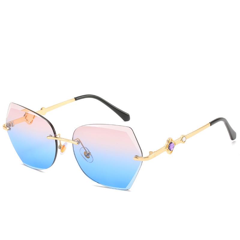 2021 cross border new rimless sunglasses, European and American trends, diamond rimmed glasses, fashion and exquisite trimming Sunglasses