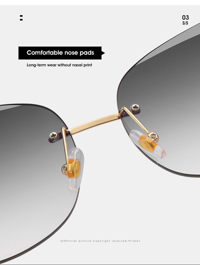 2021 cross border new rimless sunglasses, European and American trends, diamond rimmed glasses, fashion and exquisite trimming Sunglasses