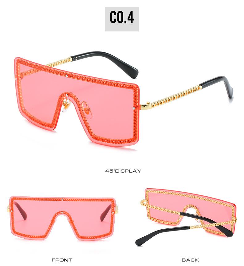 Cross-border new conjoined sunglasses European and American trend personality one glasses female small fragrant chain big frame sunglasses