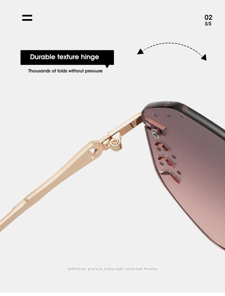 2020 new frameless sunglasses fashion personality diamond trimming pilot sunglasses female gradient glasses