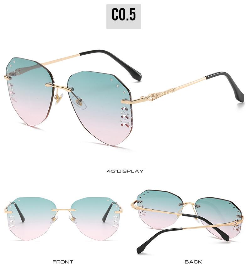 2020 new frameless sunglasses fashion personality diamond trimming pilot sunglasses female gradient glasses