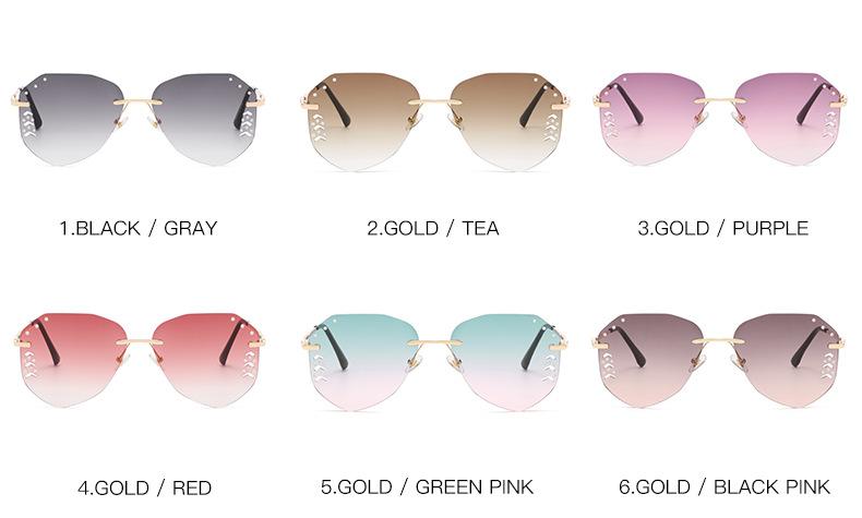 2020 new frameless sunglasses fashion personality diamond trimming pilot sunglasses female gradient glasses