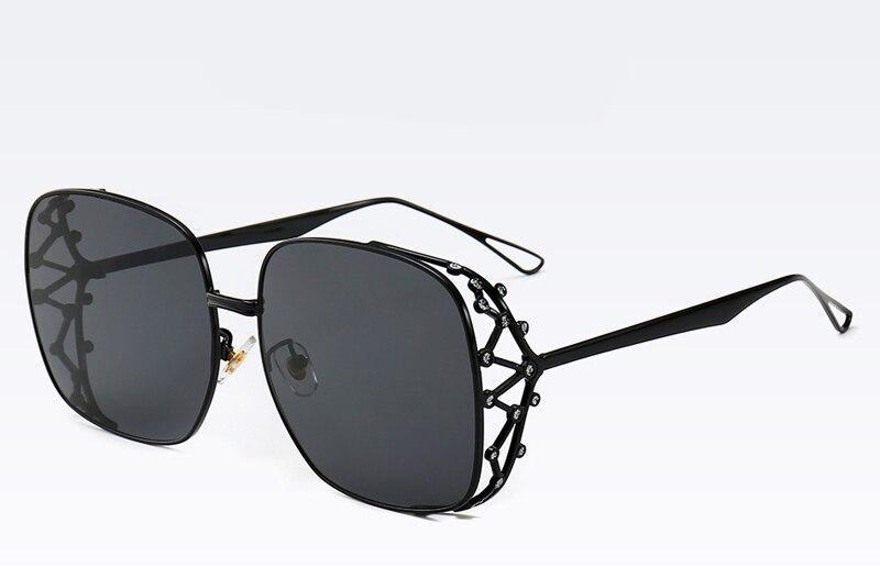 New luxury diamond trendy woman personality big frame fashion square ray empty sunglasses