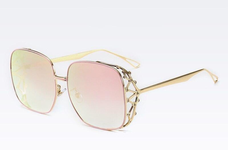 New luxury diamond trendy woman personality big frame fashion square ray empty sunglasses