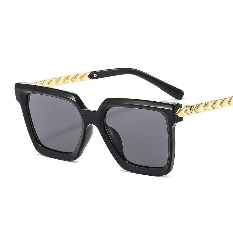 2021 New Fashion Cat Eye Sunglasses Women Men Leopard Black Gradient Lens Metal Luxury Frame Brand Designer Square Sunglasses