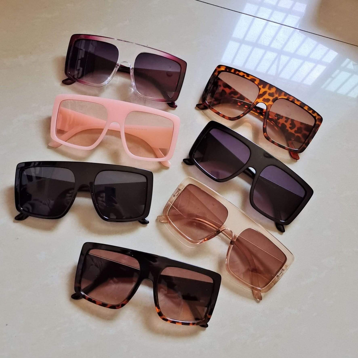 Vintage Big Frame Oversized Sunglasses Square Gradient Shades