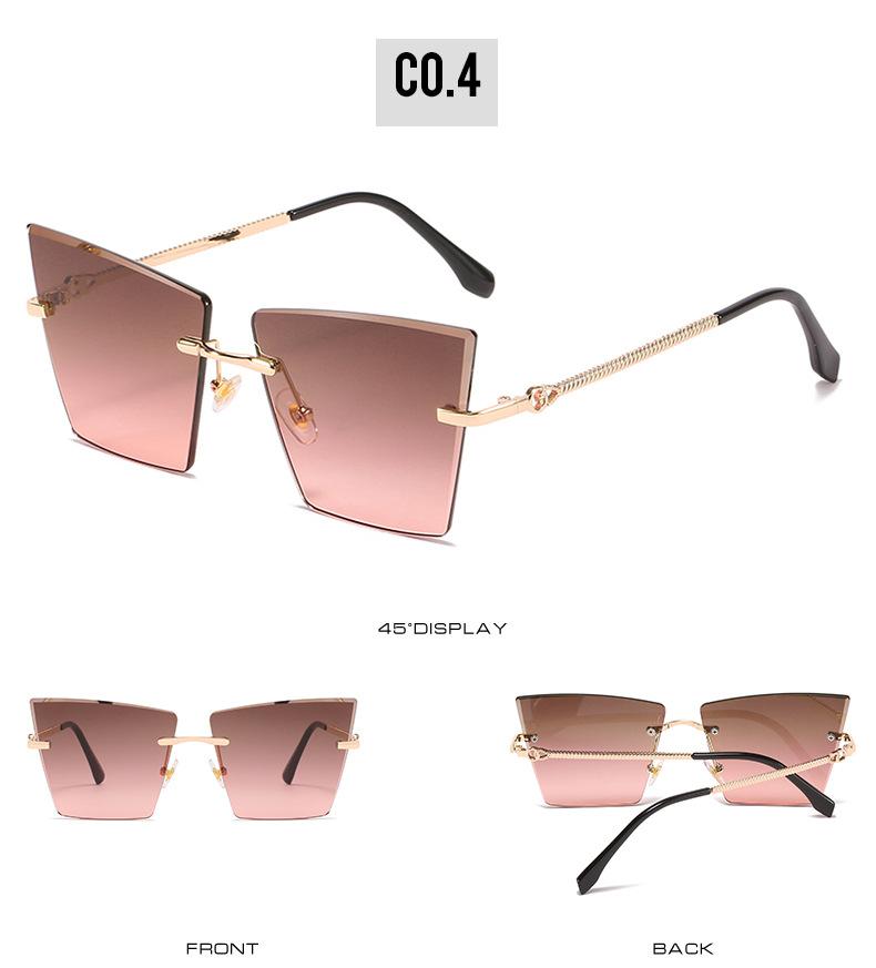 2021 new rimless Sunglasses European and American personality cat's Eye Sunglasses