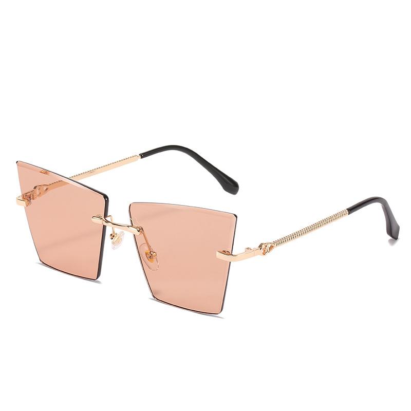 2021 new rimless Sunglasses European and American personality cat's Eye Sunglasses