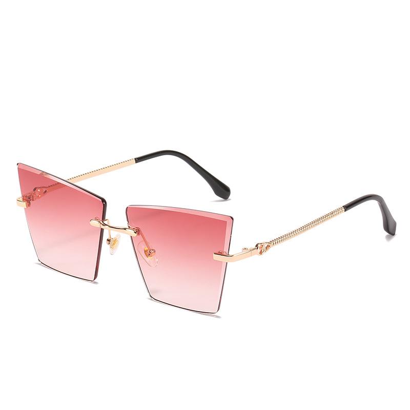 2021 new rimless Sunglasses European and American personality cat's Eye Sunglasses