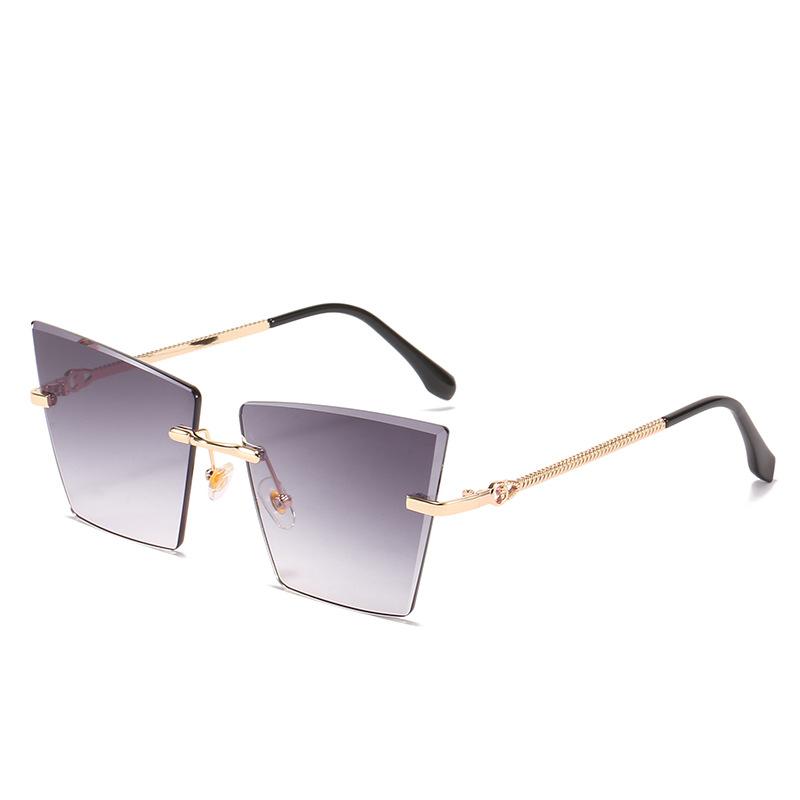 2021 new rimless Sunglasses European and American personality cat's Eye Sunglasses