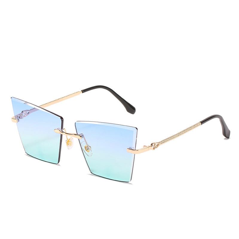 2021 new rimless Sunglasses European and American personality cat's Eye Sunglasses