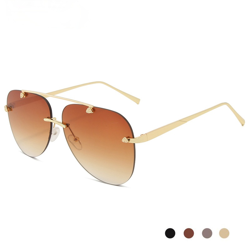 New Fashion Metal Sunglasses Frameless Gradual change frog mirror