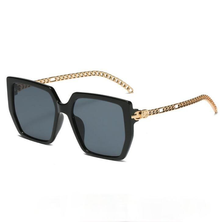 New fashion street style women's sunglasses box chain mirror legs glasses