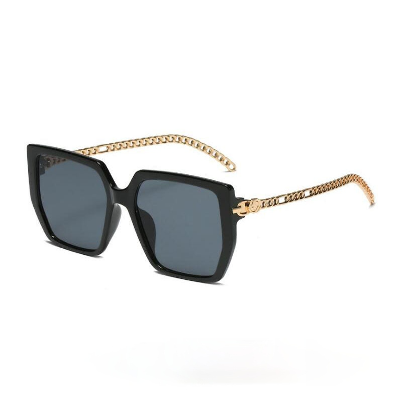 New fashion street style women's sunglasses box chain mirror legs glasses