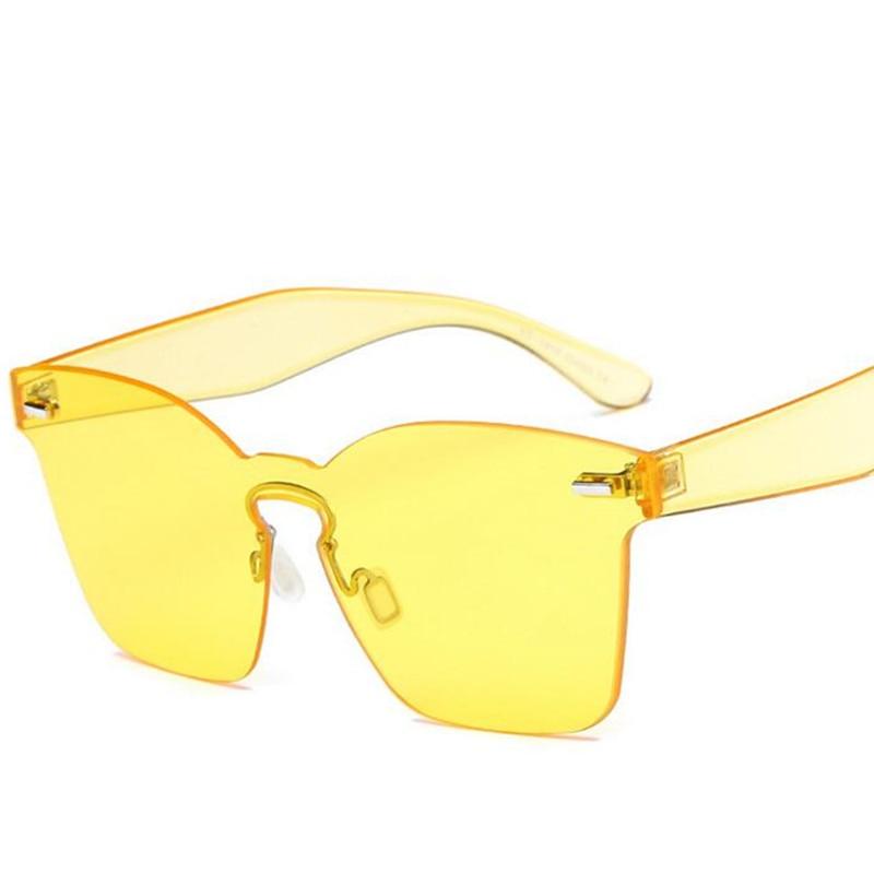 Candy Color Cat Eye Sunglasses Women Clear Lens Big Frame Shades Acetate Eyewear Ladies One Piece Sexy Sun Glasses Female