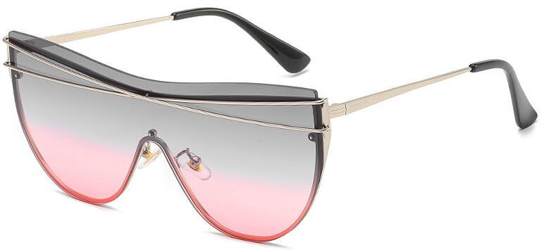 Gradient Brown One Piece Sunglasses Women 2020 Luxury Brand Glasses Metal Cross Designer Shades Big Sunglass UV400