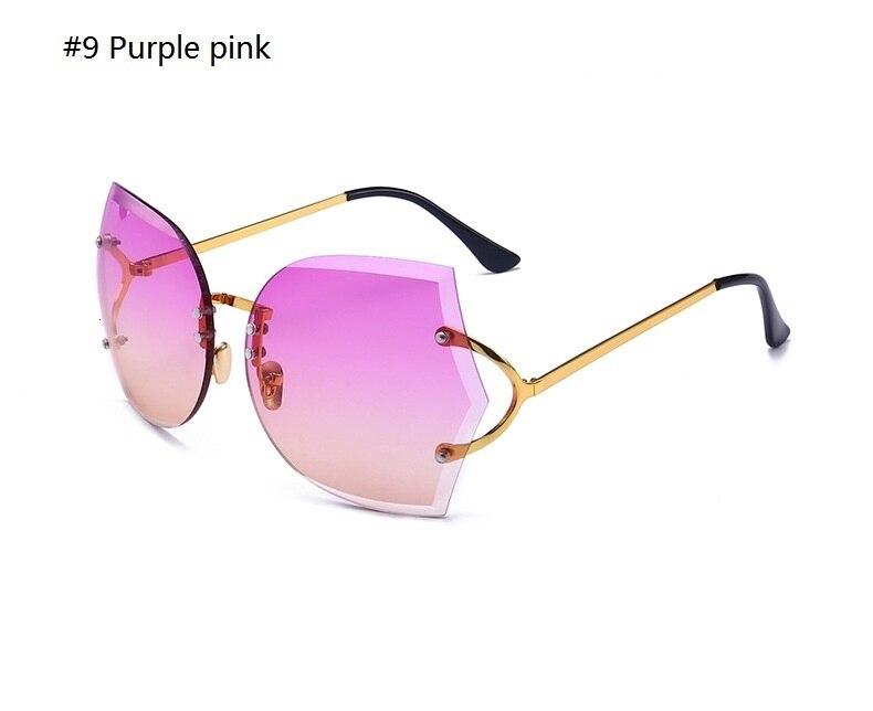 Cat Eye Eyeglasses Women Sunglasses Rimless Clear Eyewear Frame Purple Gradient Elegant Optics Rimless Lady Oversized lunette