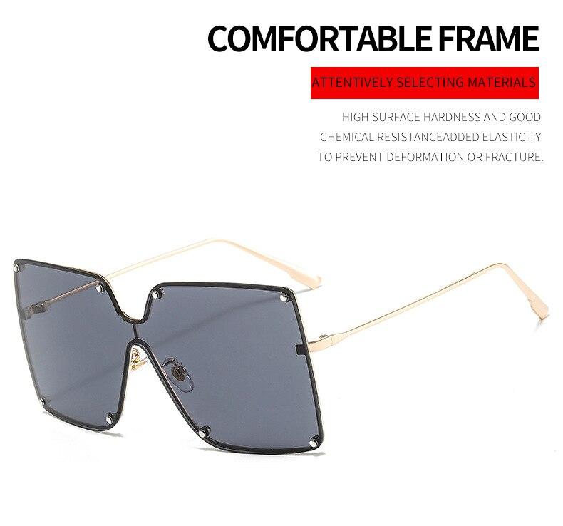 Fashion Square Sunglasses Women Designer 2021 Trend New Alloy Frame Oversize Gradient Shades