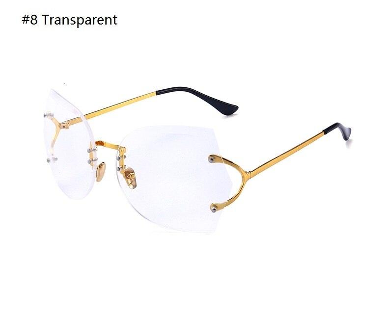 Cat Eye Eyeglasses Women Sunglasses Rimless Clear Eyewear Frame Purple Gradient Elegant Optics Rimless Lady Oversized lunette