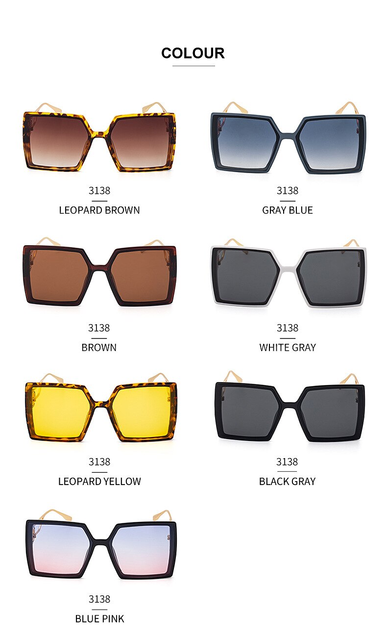 Fashion Protable Big Square Women Gradient Sunglasses