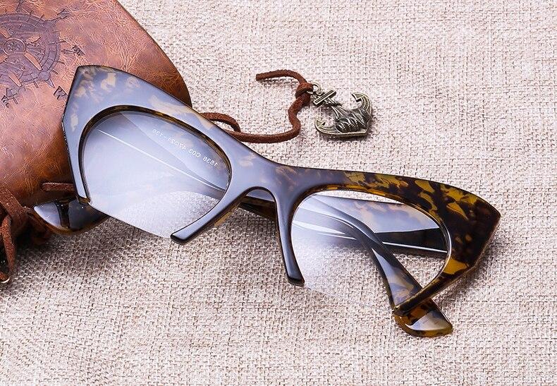 Fashion Retro Half frame Cat eye Women Glasses Frame Can Be Equipped with Myopia Prescription Lens Men Glasses Frame