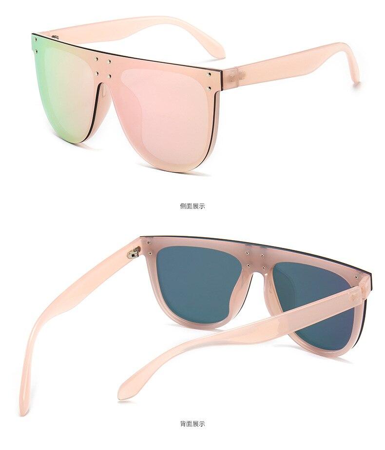 Fashion Unique Rivet Square Sunglasses Women Designer Flat Top Oversized Pink Sun Glasses