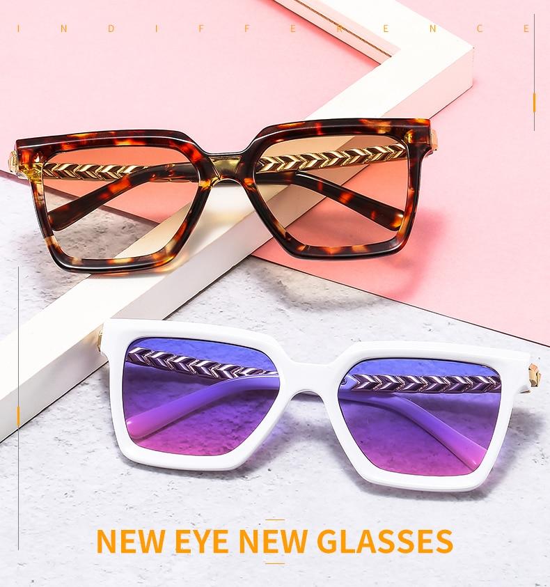 2021 New Fashion Cat Eye Sunglasses Women Men Leopard Black Gradient Lens Metal Luxury Frame Brand Designer Square Sunglasses