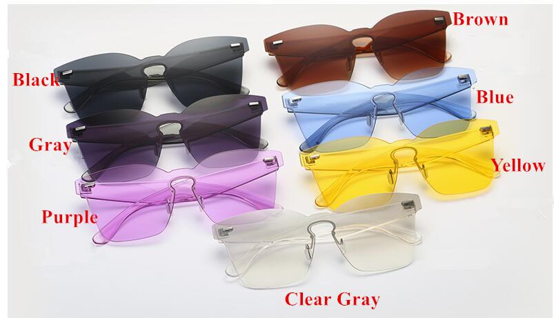 Candy Color Cat Eye Sunglasses Women Clear Lens Big Frame Shades Acetate Eyewear Ladies One Piece Sexy Sun Glasses Female