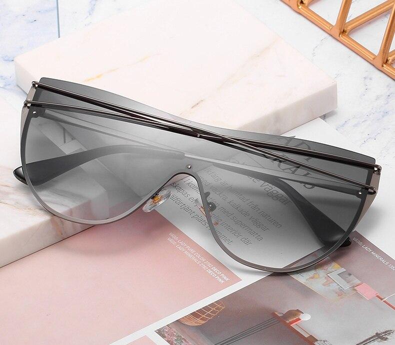 Gradient Brown One Piece Sunglasses Women 2020 Luxury Brand Glasses Metal Cross Designer Shades Big Sunglass UV400