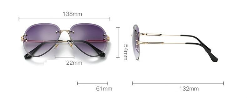 Rimless Sunglasses Metal Gradient Shades Cutting Lens Goggles UV400