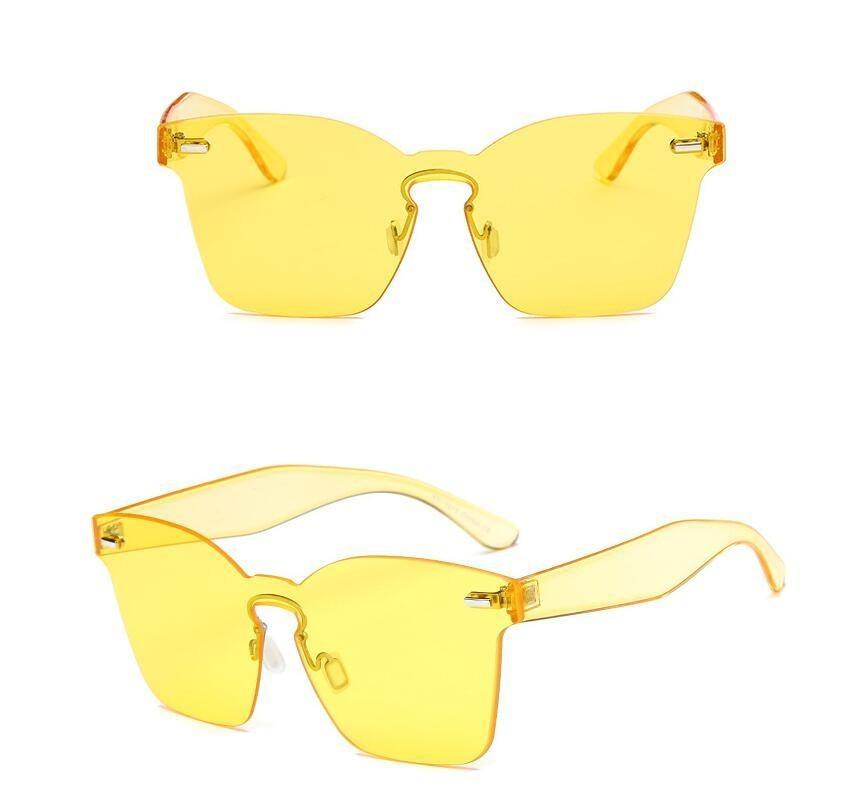 Candy Color Cat Eye Sunglasses Women Clear Lens Big Frame Shades Acetate Eyewear Ladies One Piece Sexy Sun Glasses Female