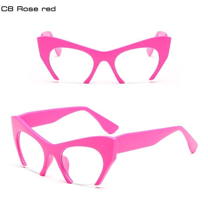 Fashion Retro Half frame Cat eye Women Glasses Frame Can Be Equipped with Myopia Prescription Lens Men Glasses Frame