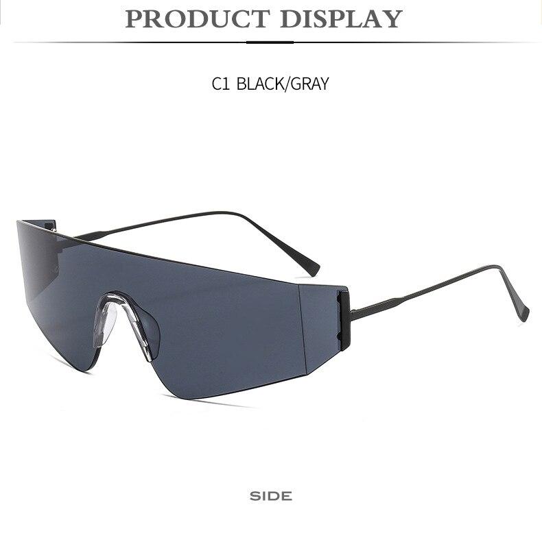 Trend One Piece Rimless Sunglasses Women Men Brand Designer Oversized Goggle Sun Glasses For Men UV400 Eyeglasses