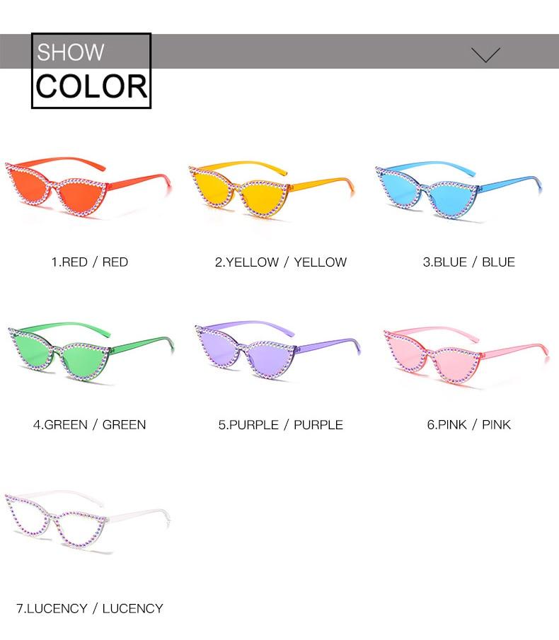 Diamond Rimless Cat eye Sunglasses Women New Rhinestone One Piece Sun Glasses Female Fashion Eyeglasses UV400 O650