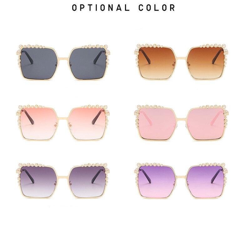 Luxury Pearl Sunglasses Women 2021 New Oversized Square Glasses