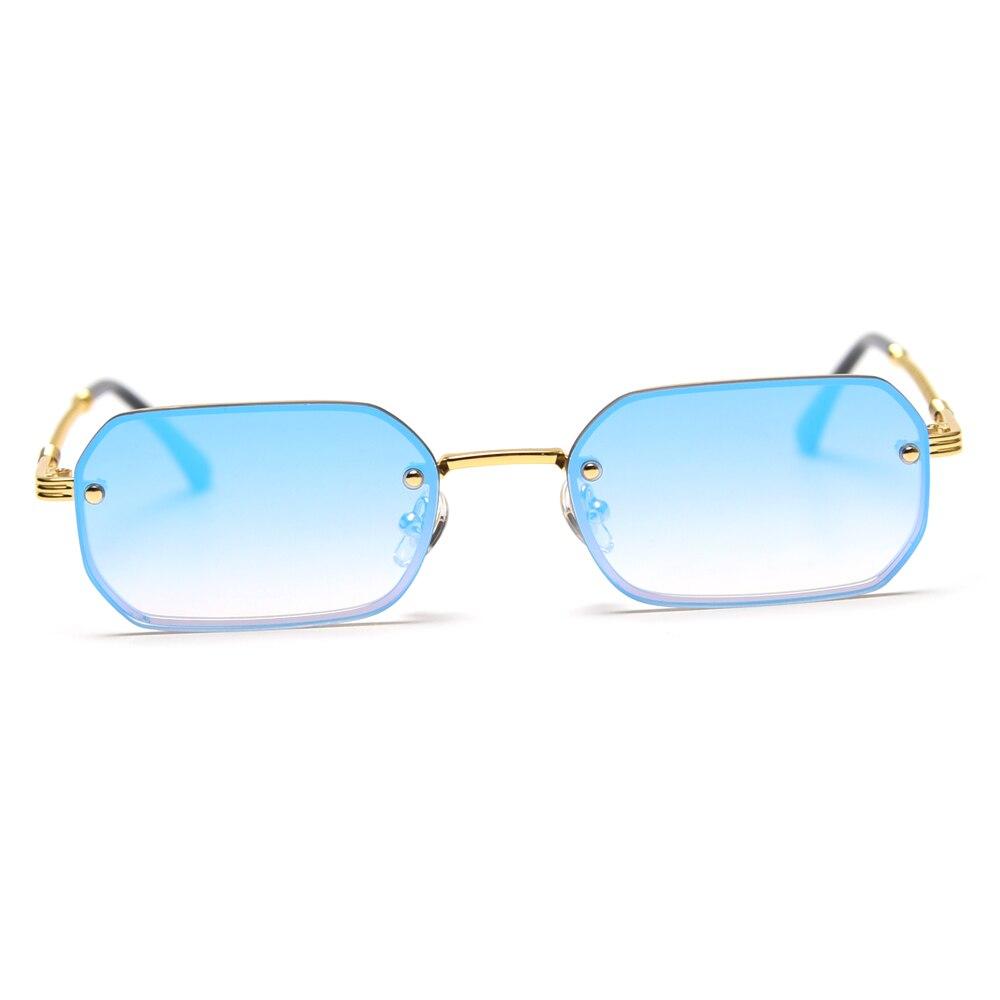 rectangle sunglasses men woman blue red mirror lens retro small metal frame glasses