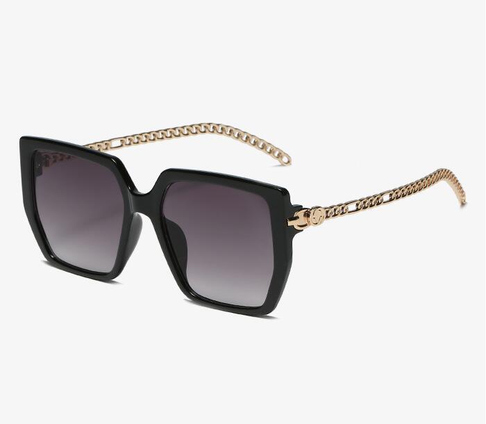 New fashion street style women's sunglasses box chain mirror legs glasses