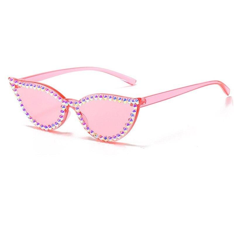 Diamond Rimless Cat eye Sunglasses Women New Rhinestone One Piece Sun Glasses Female Fashion Eyeglasses UV400 O650