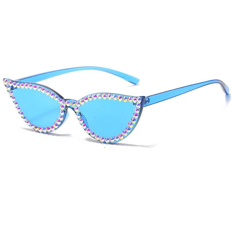 Diamond Rimless Cat eye Sunglasses Women New Rhinestone One Piece Sun Glasses Female Fashion Eyeglasses UV400 O650