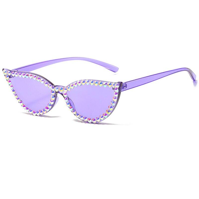 Diamond Rimless Cat eye Sunglasses Women New Rhinestone One Piece Sun Glasses Female Fashion Eyeglasses UV400 O650