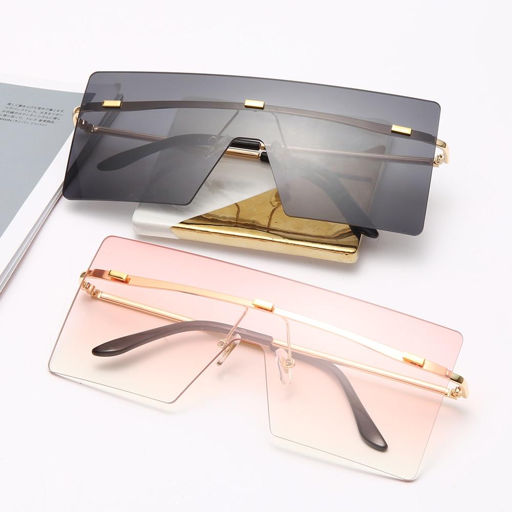 Oversized Rimless Fashion Women Metal Gradient Sun glasses