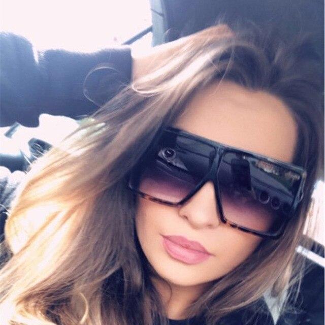 Women Sexy Leopard Big Flat Frame Sunglasses