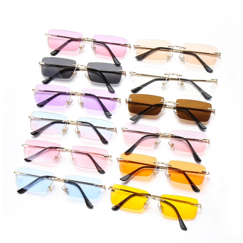 Rimless Sunglasses Small Square Female Summer Traveling Brown Glasses