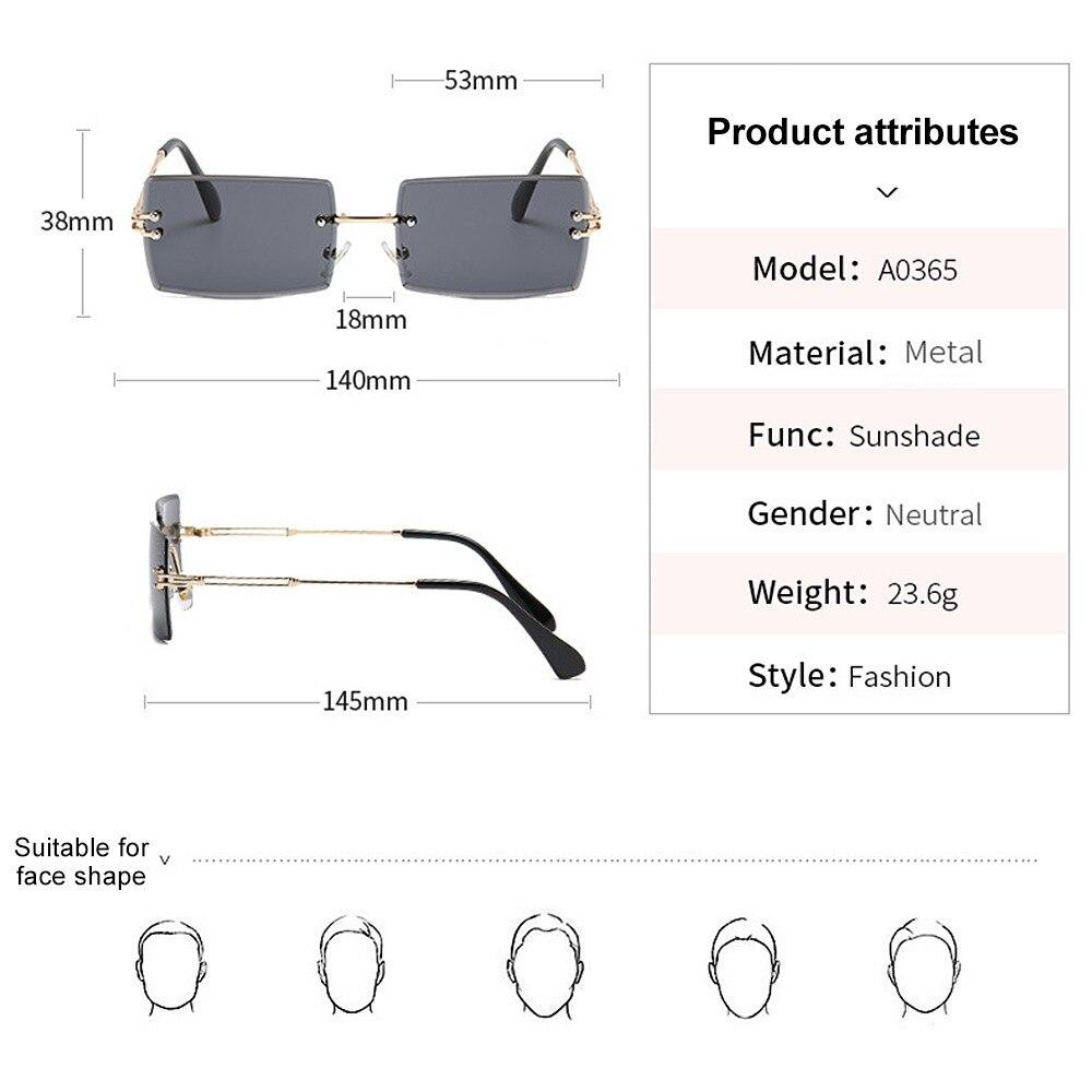 Rimless Sunglasses Small Square Female Summer Traveling Brown Glasses