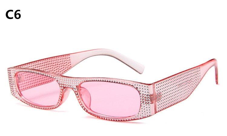 Small Square Women Imitation Diamond Evening Sunglasses