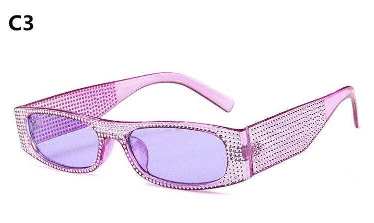 Small Square Women Imitation Diamond Evening Sunglasses